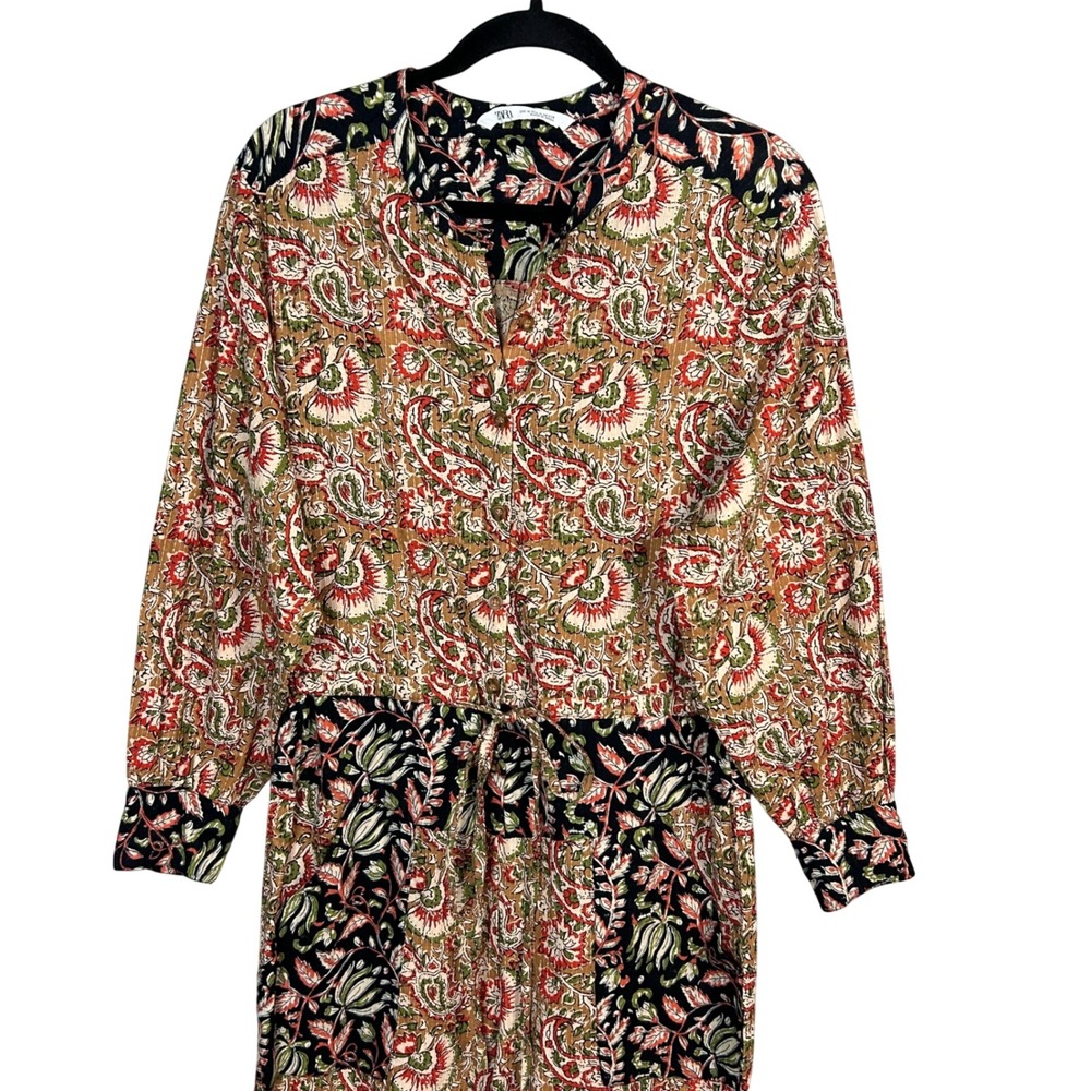 Zara Jumpsuit Medium Kantha India Cottage Floral Block Print Blogger Fav - Picture 5 of 16